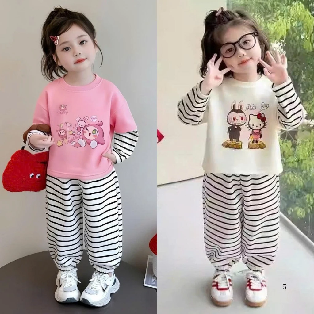 [8-18kg] Set đồ thu đông dài tay chất cotton mềm mịn, phong cách Hàn Quốc cho bé gái vô cùng dễ thương mã FUN.