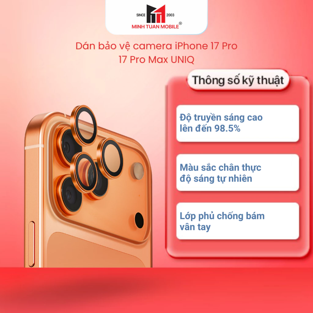 Dán bảo vệ camera 17 Pro/17 Pro Max UNIQ