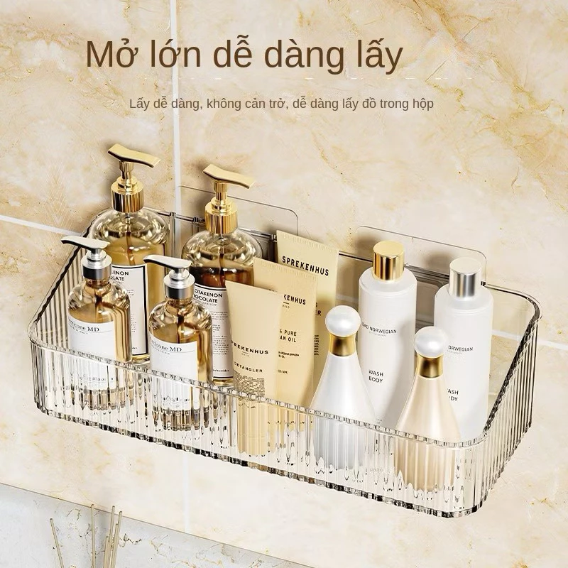 Kệ Để Đồ Gắn Tường Nhà Tắm /Khay dán tường để đồ nhựa trong suốt Vệ Sinh Không Cần Khoan Lỗ 5705
