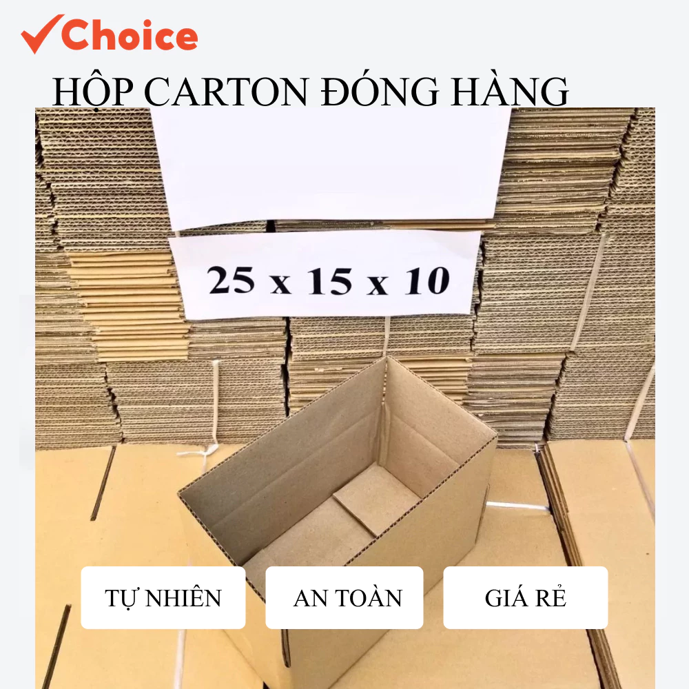 Hộp Carton Đóng Hàng Choice CHT12 25x15x10 Gói Hàng, Hộp Bìa Carton