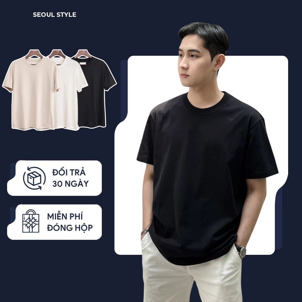 Áo thun nam nữ cổ tròn SEOUL chất liệu cotton 100% cao cấp thoải mái, form regular tôn dáng, dễ mặc - SEOUL