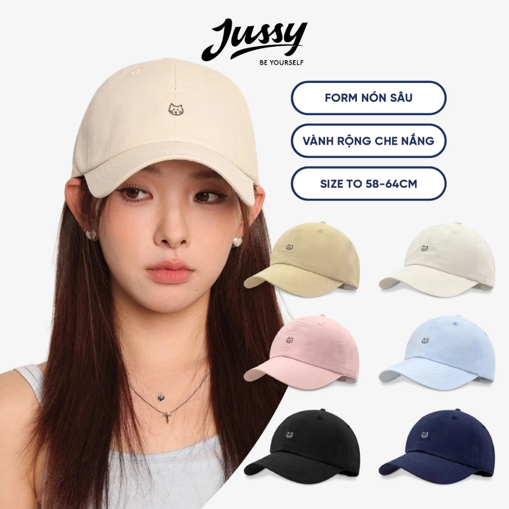 Ảnh sản phẩm do Shopee hiển thị, kiểm tra ngày 9/8/26 Mũ Lưỡi Trai Hàn Quốc Thêu Icon Mèo Con Dễ Thương Jussy Official Nón Nam Nữ Cotton Form Mềm Có Khóa Thu To Nhỏ đang được đối chiếu cho người mua tại Việt Nam
