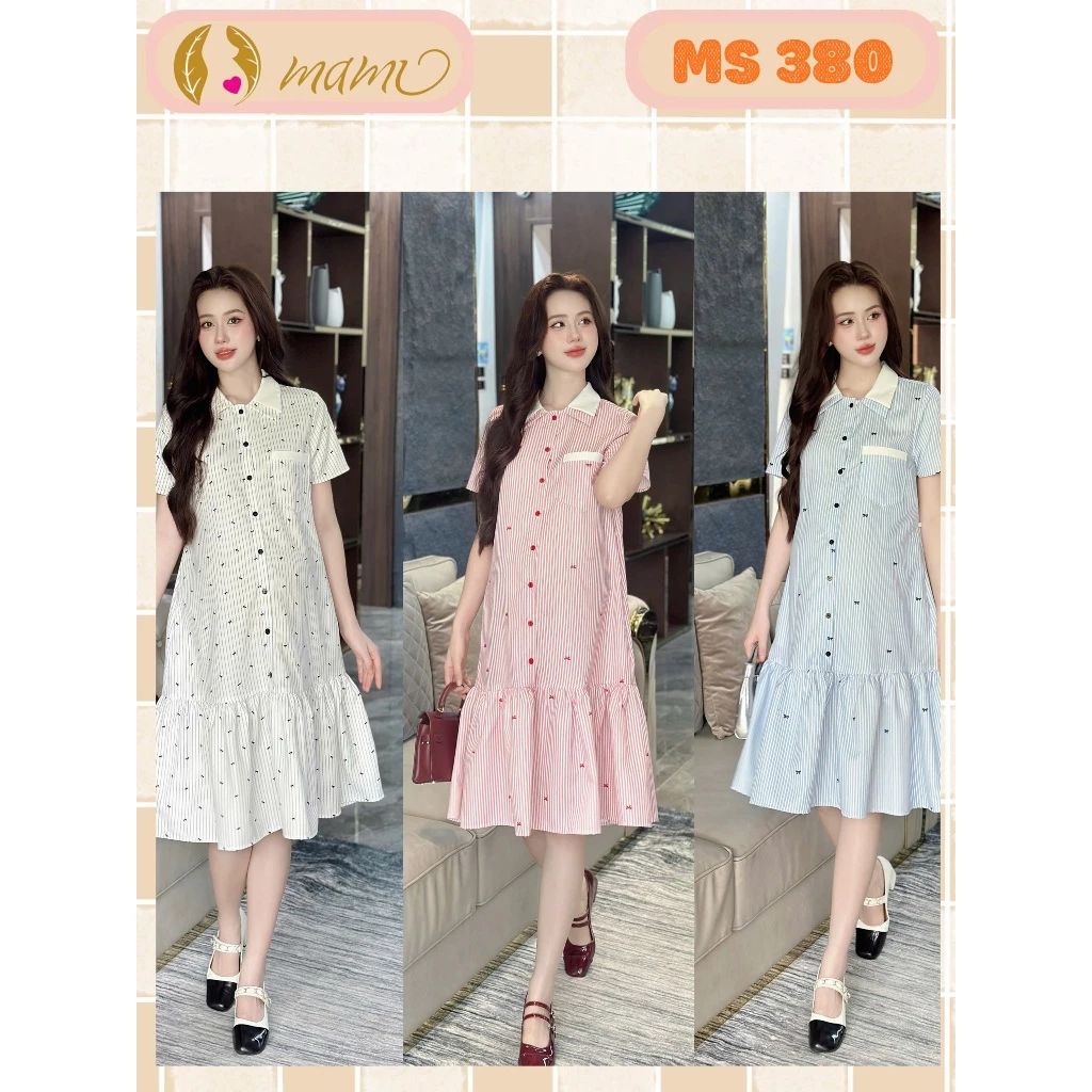 Đầm váy bầu công sở MAMI MS380 thiết kế lịch sự trẻ trung cho mẹ bầu đi làm đi chơi sang, trẻ đẹp