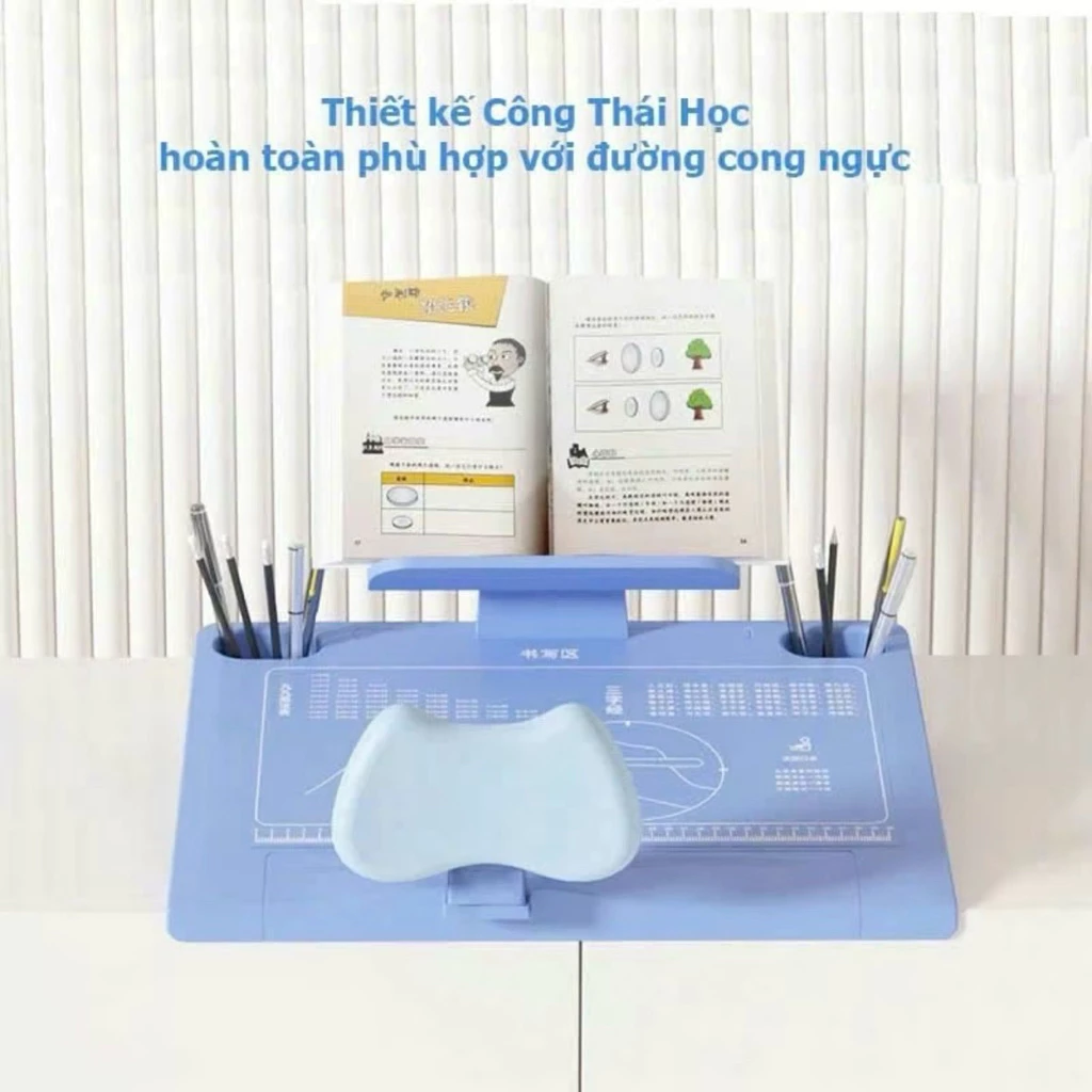 Mặt bàn học thông minh, bàn học chống gù cho bé 5 - 12 tuổi, nghiêng 12° đỡ ngực chống cận thị, cong vẹo cột