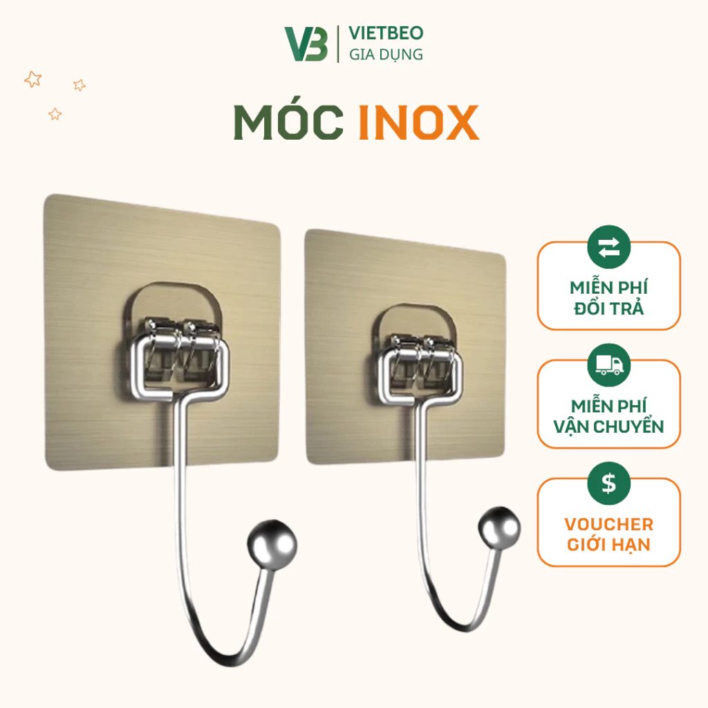 Móc INOX DIDOOGLT Combo 10 Miếng Dán Tường Chịu Lực Siêu Dính Treo Đồ Gọn Gàng Ngăn Nắp Tiện Lợi