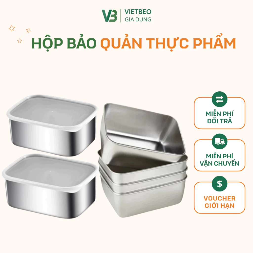 Hộp đựng thực phẩm DIDOOGLT Hộp đựng bảo quản thực phẩm chất liệu inox 304 dùng được lò vi sóng