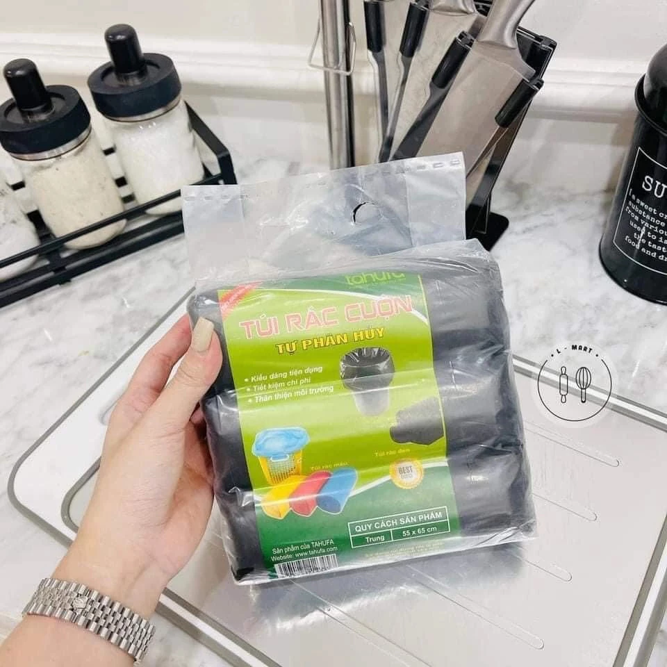 Bịch 400gr Túi rác đen tự phân huỷ, túi đựng bảo vệ sức khoẻ gia đình KT 55x65cm