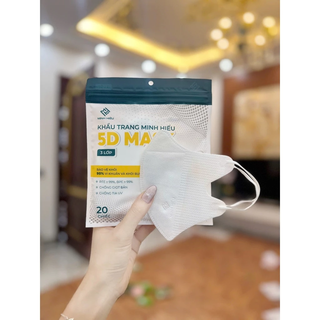 Thùng 200 Chiếc Khẩu trang 5d Minh Hiếu 3 lớp Kháng Khuẩn Chống Tia UV ( Hàng loại 1, Chính Hãng )