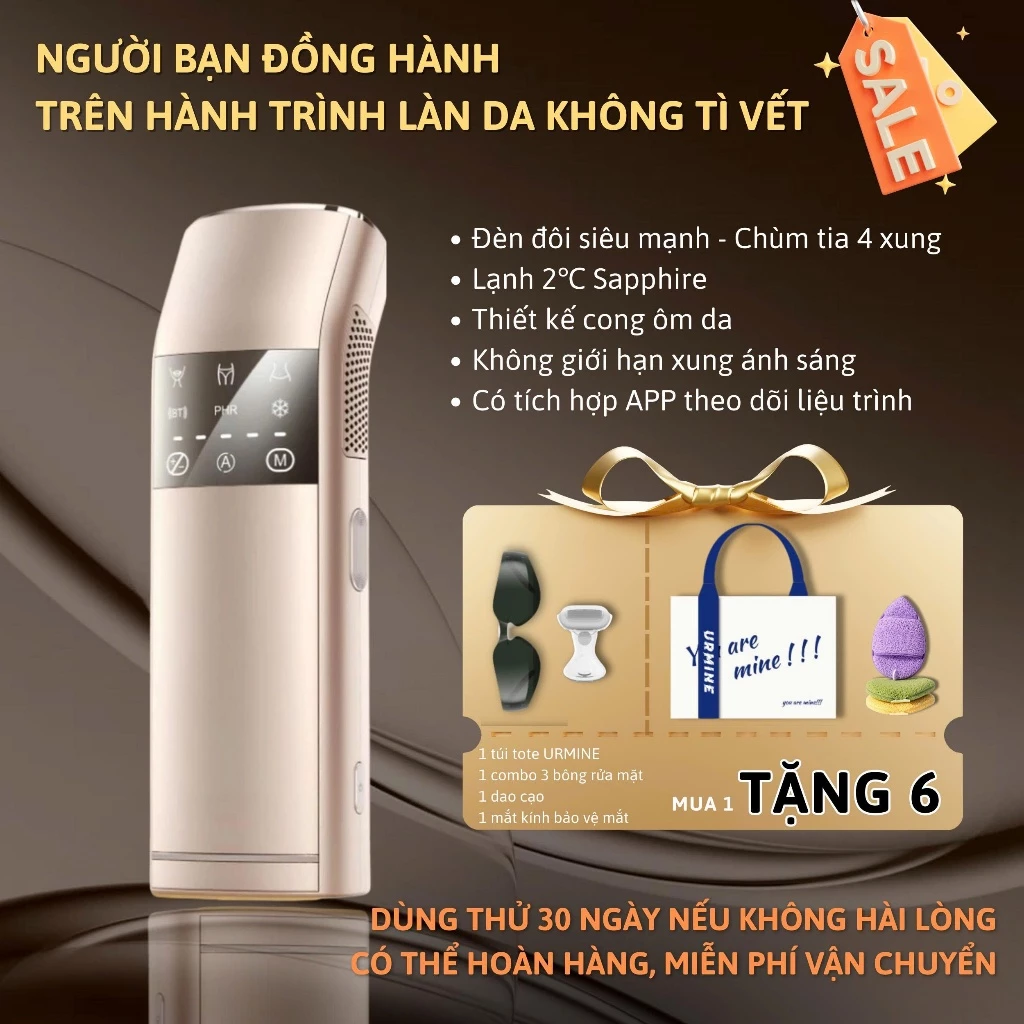 Máy triệt lông cao cấp tại nhà Công nghệ ánh sáng kép × Làm lạnh cực sâu 2°C Kết nối App thông minh