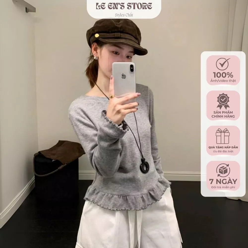 Áo Len Thỏ Dài Tay Nữ Gấu Bèo – Áo Len Ôm Body Cotton Mềm Mịn Thu Đông-A76