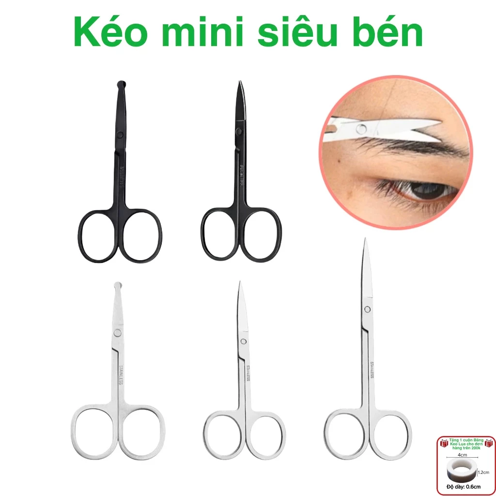 Kéo cắt tỉa lông mi, lông mày bằng thép không gỉ (dụng cụ nối mi)