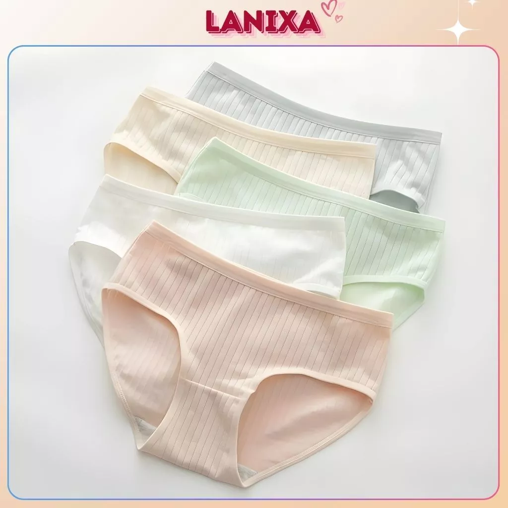Quần lót nữ cotton gân tăm thấm hút mồ hôi, Quần chip nữ cạp vừa tôn dáng sexy LANIXA L562