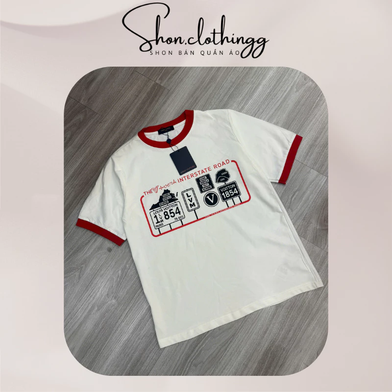 Áo Thun Evi Cổ Đỏ In Hình Cotton 2 Chiều Dày Dặn Thoáng Mát Full Tem Tag Mạc Hot Trend 2025