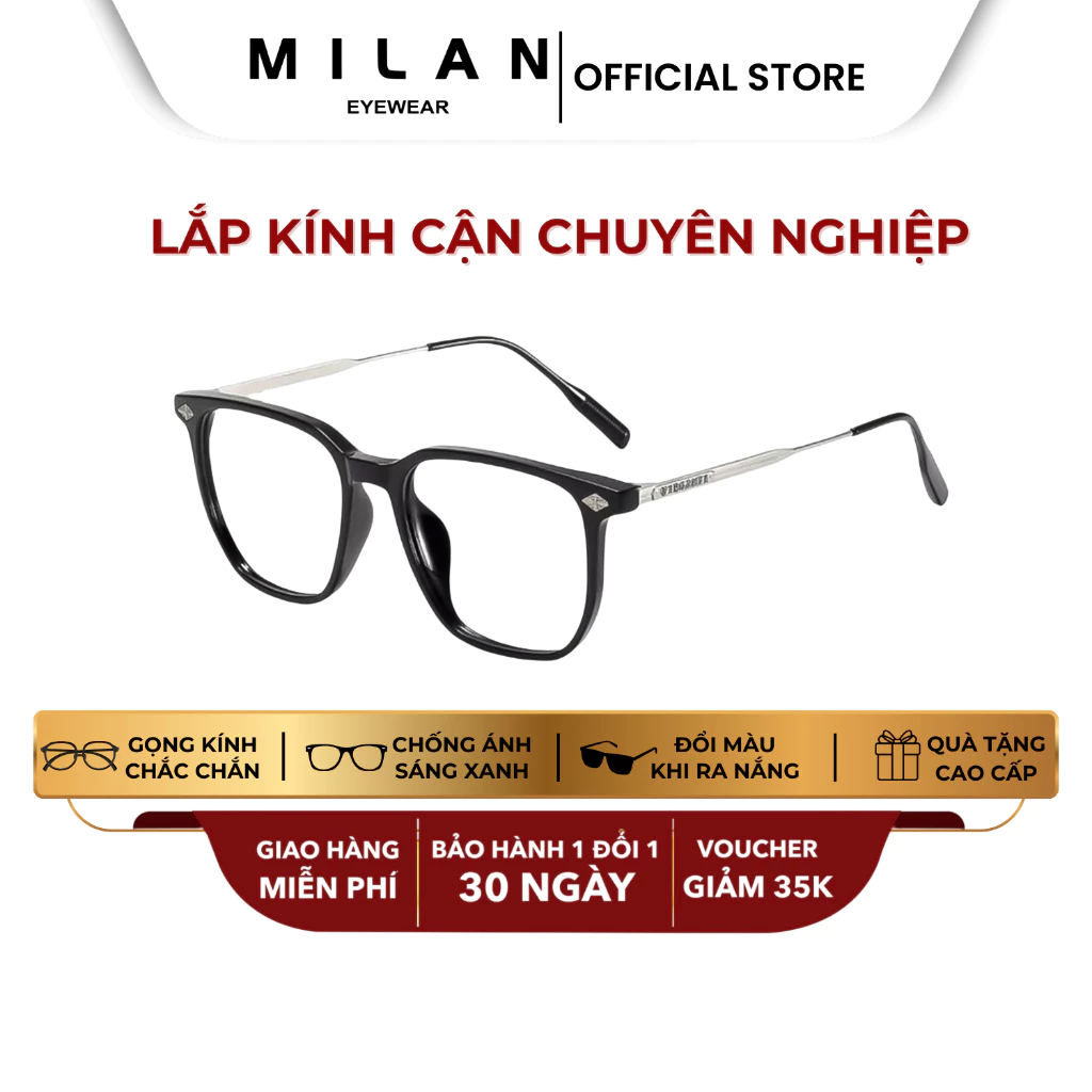 Gọng Kính Vuông Unisex MILAN EYEWEAR Chất Liệu Nhựa Siêu Nhẹ Chắc Chắn Kiểu Dáng Thời Trang MI12