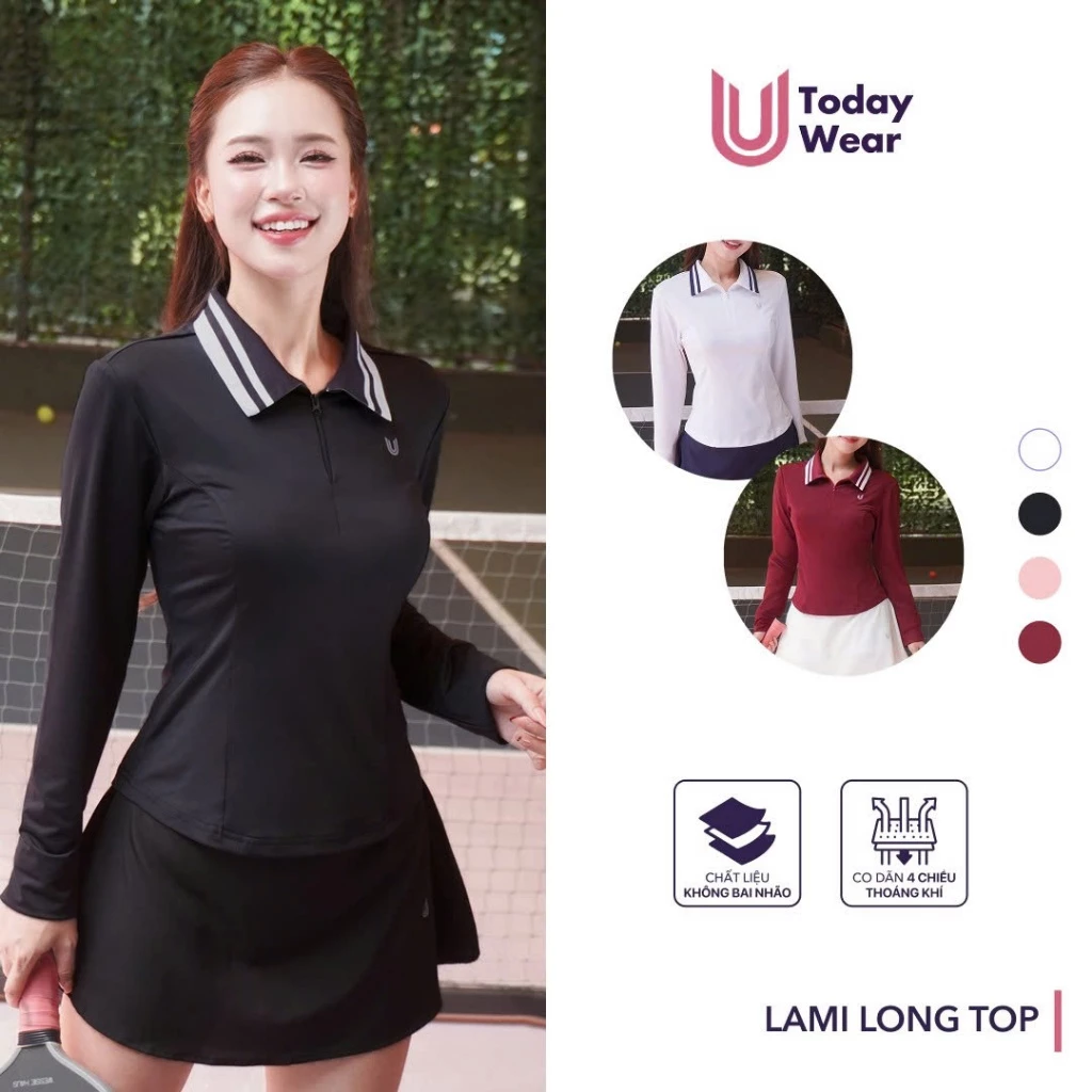 [XẢ KHO GIÁ SỐC]Áo thun thể thao dài tay nữ Lami Long Top Today U Wear vải co dãn thoáng khí ôm body cầu lông pickleball