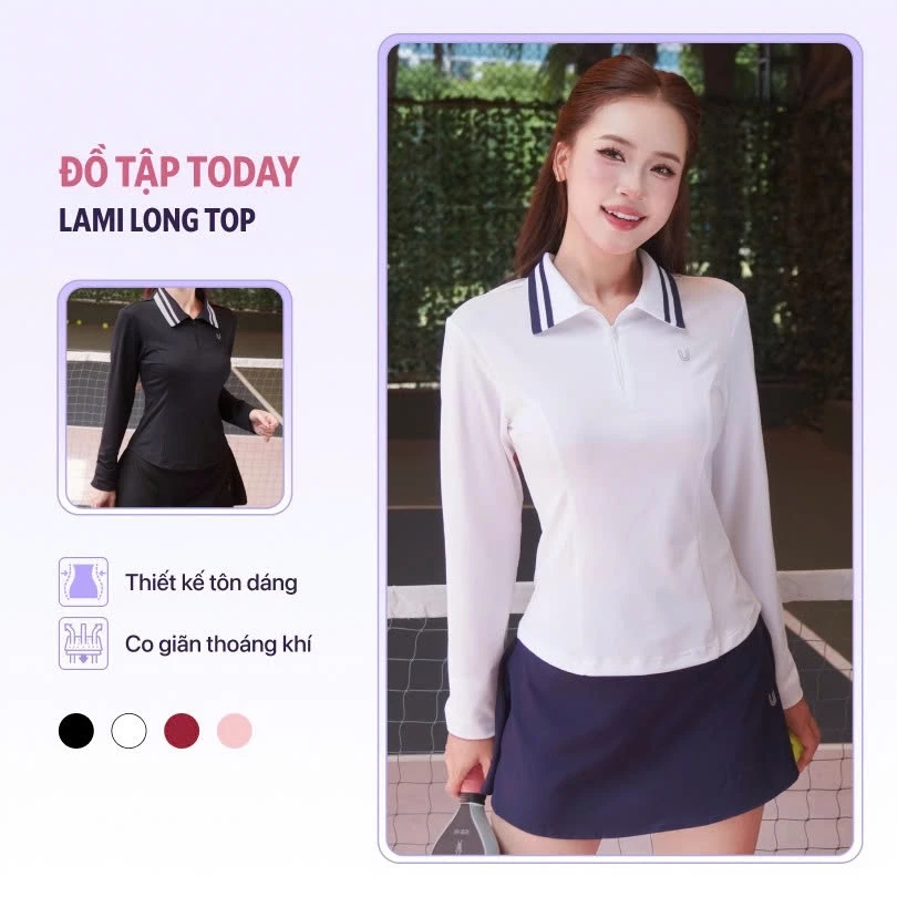 [XẢ KHO GIÁ SỐC] Áo thể thao nữ dài tay Lami Long Top Today U Wear vải co dãn tôn dáng chơi tennis, pickleball,..