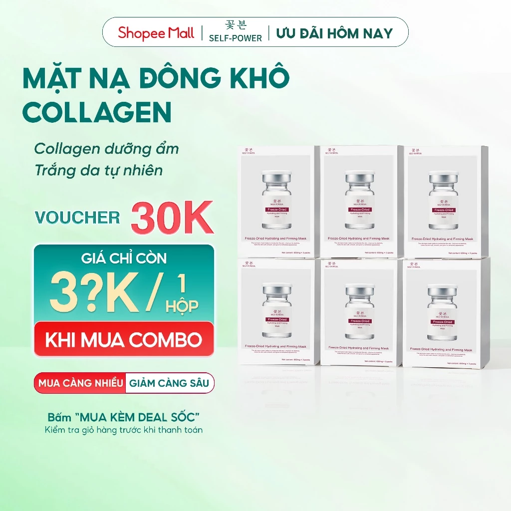 Self Power Mặt Nạ Đông Khô Collagen , Mask Sáng da Freeze-Dried Hydrating and Firming Mask 650mg