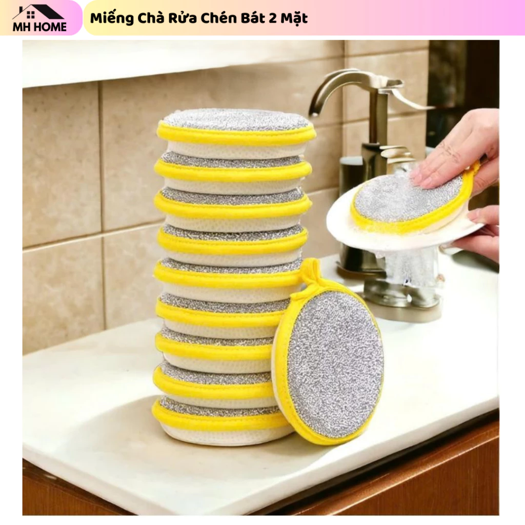 Combo 5 - 10 Miếng Chà Rửa Chén Bát 2 Mặt, Vệ Sinh Nhà Bếp