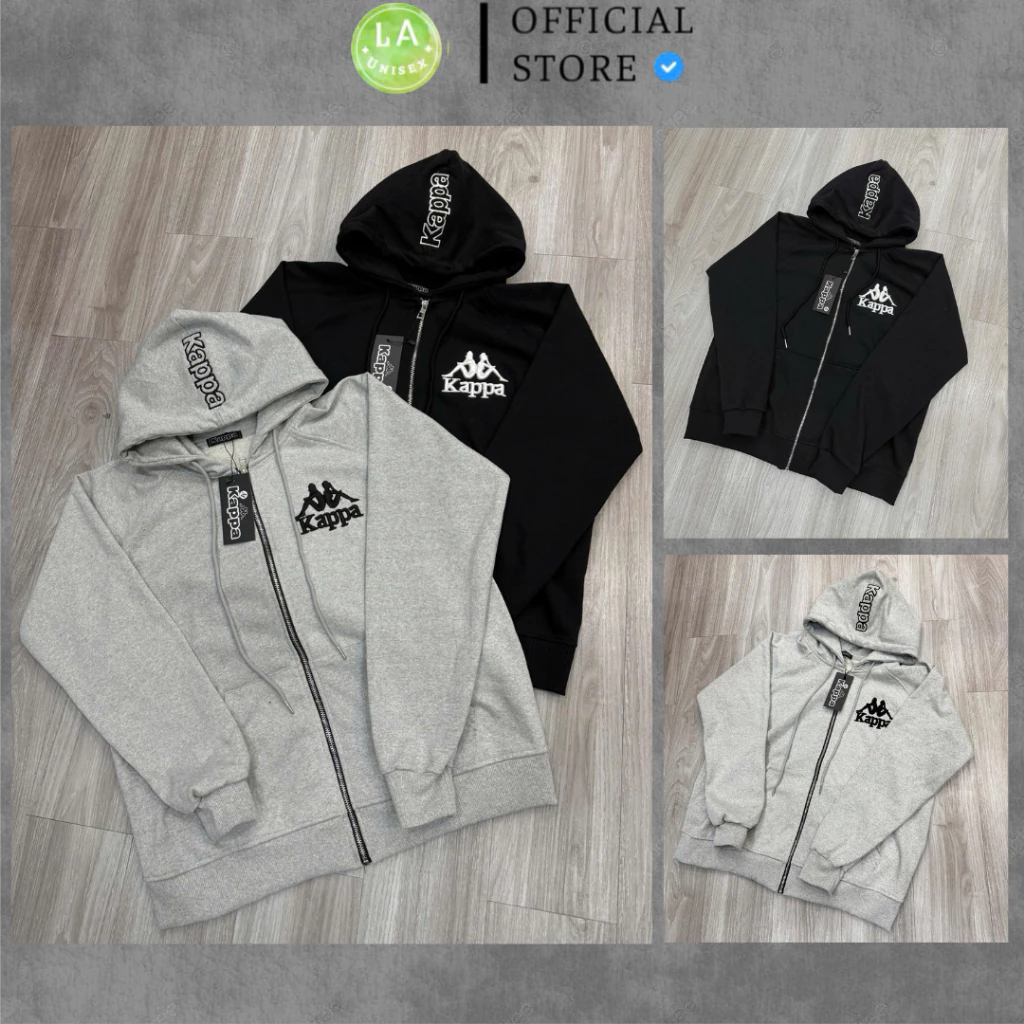 Áo Khoác HoodieZip Kap.pa 2 Màu Hottrend,Họa Tiết Thêu Nổi Ngực + Nón,Vải Chân Cua Dày Dặn,Form Rộng