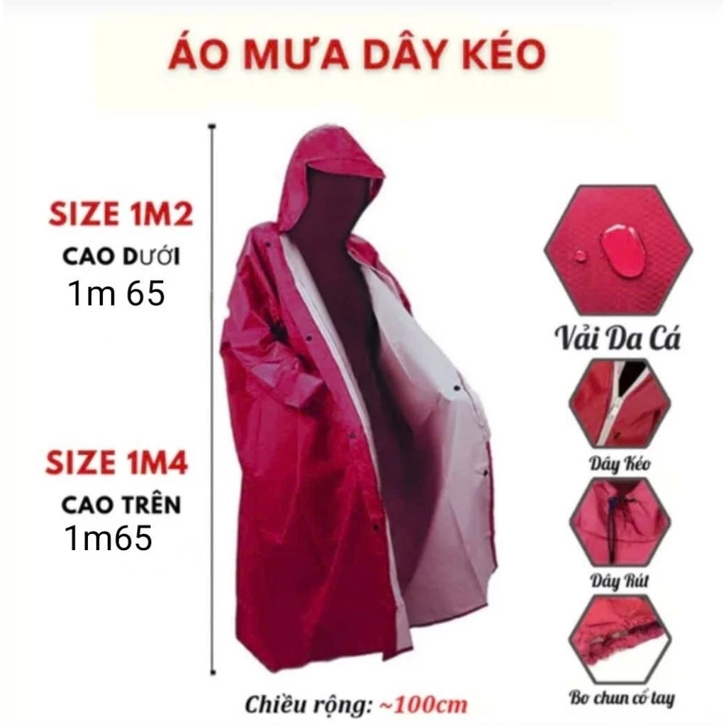 ÁO MƯA DÂY KÉO VẢI DA CÁ TỔ ONG CAO CẤP. CHỐNG NƯỚC TỐT RỘNG RÃI , GIÚP BẠN DUY CHUYỂN DƯỚI MƯA THUẬN TIỆN HƠN.