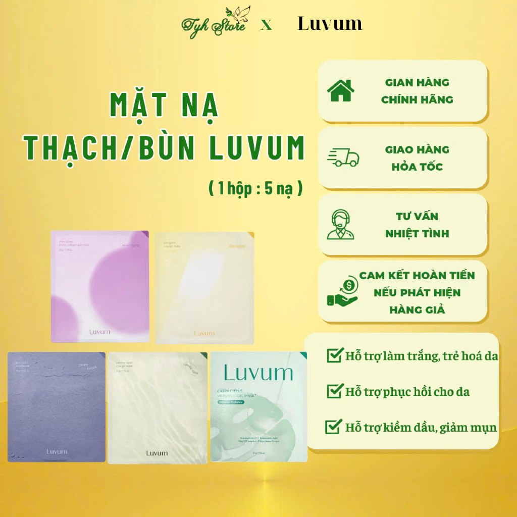 Mặt Nạ Thạch/ Bùn  Giúp Dưỡng Da Chuyên Sâu Luvum Gel Mask 33g (1 Miếng)