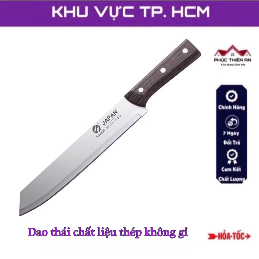 [Mã 324] Dao thái thức ăn chất liệu thép không gỉ, chuôi dao làm từ gỗ - tiện dụng, siêu bền