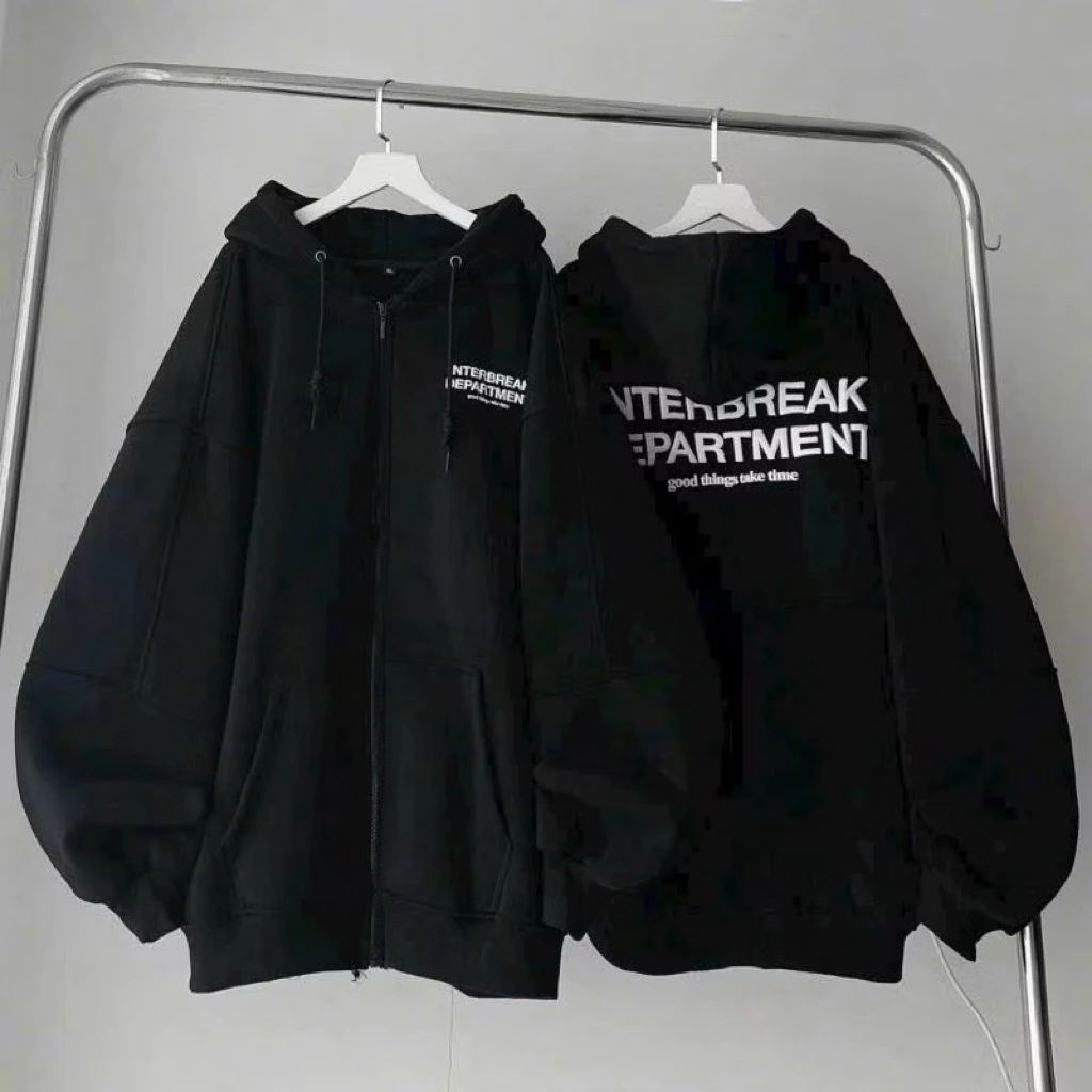 Áo Khoác Nỉ Hoodie INTERBREAK Form Rộng Nam Nữ Unisex – Áo Hoodie Dây Kéo Dài Tay Siêu Xinh