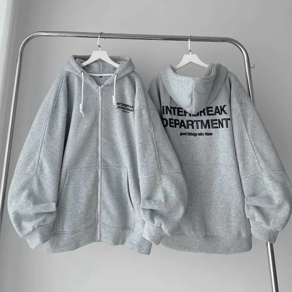 Áo Khoác Nỉ Hoodie INTERBREAK Form Rộng Nam Nữ Unisex – Áo Hoodie Dây Kéo Dài Tay Siêu Xinh