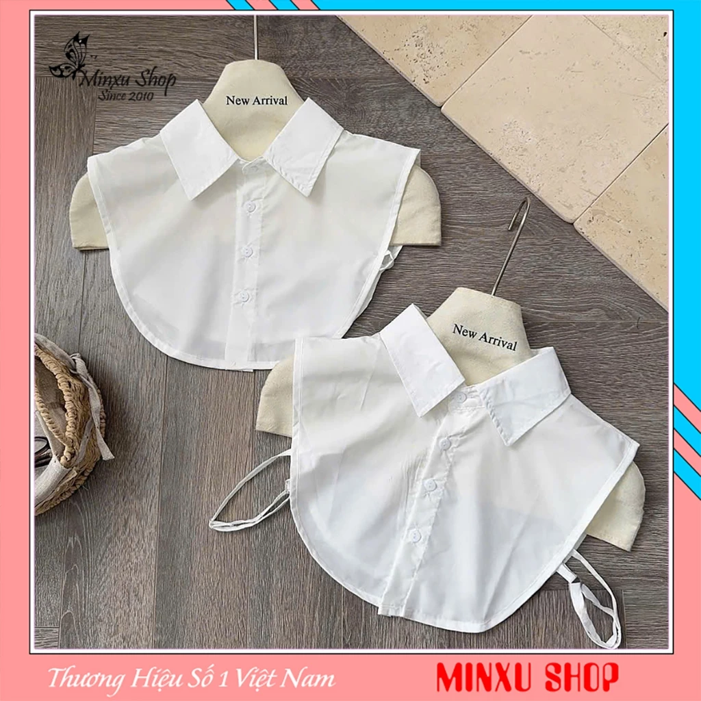 Cổ Áo Sơ Mi Trắng Basic, 2 Kiểu Cổ Tròn, Nhọn Chất Mềm Mịn Hàng QC Minxu Shop TA72