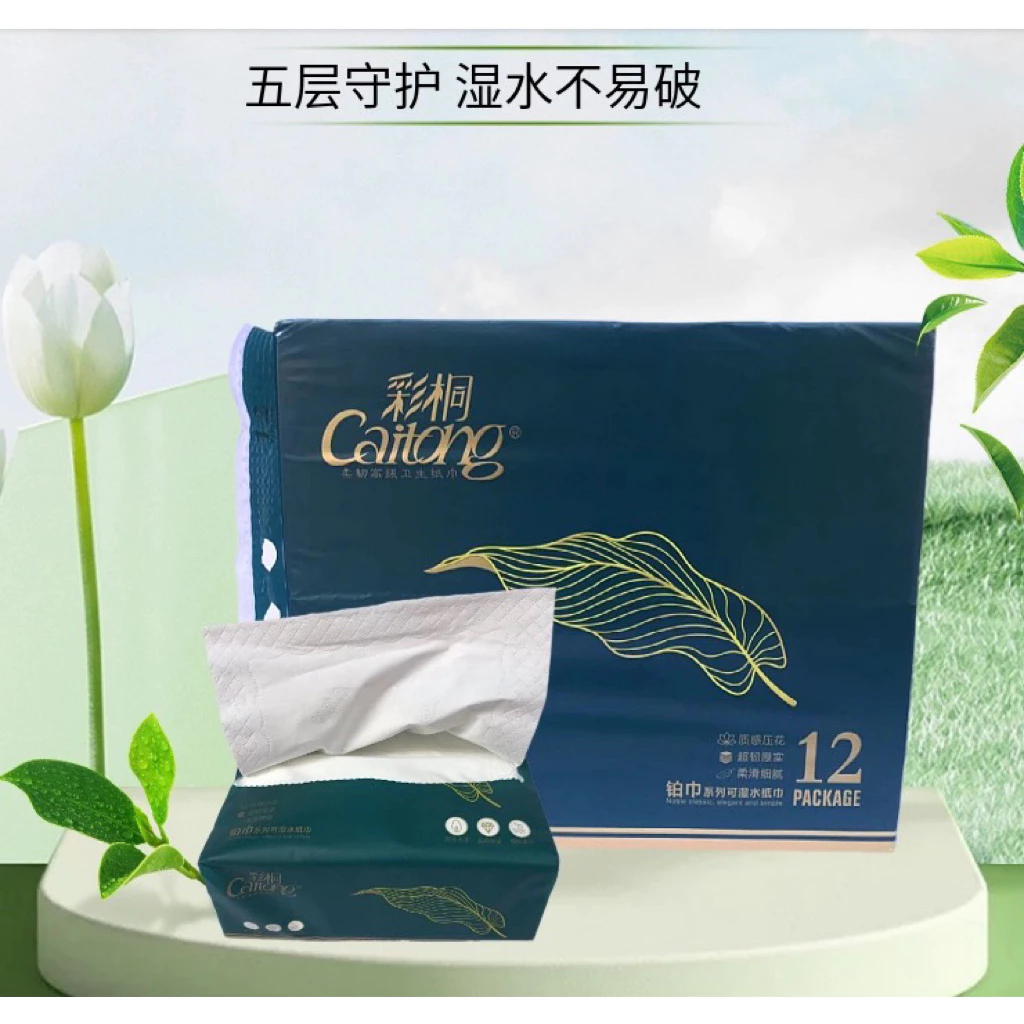 1 KIỆN 10 xách(120 gói nhỏ) Giấy ăn Caitong xanh lá 5 lớp- nội địa trung cao cấp