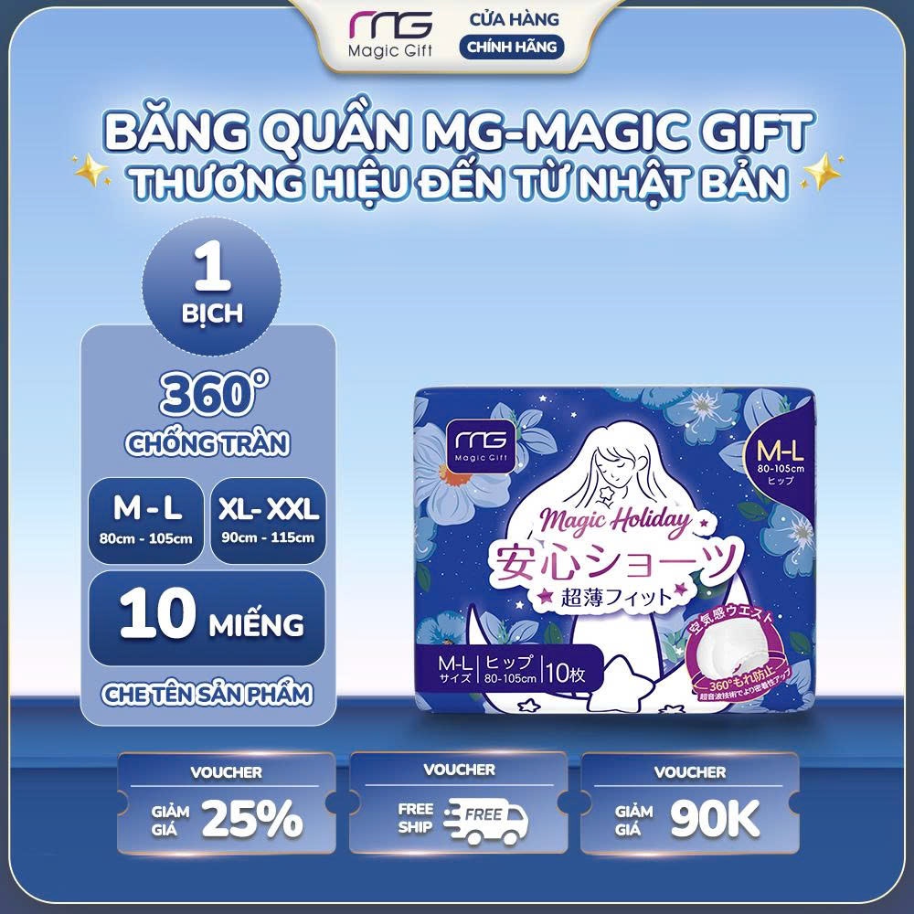 Băng vệ sinh quần MG Magic Gift Nhật Bản đai eo mềm mại, chống tràn hiệu quả