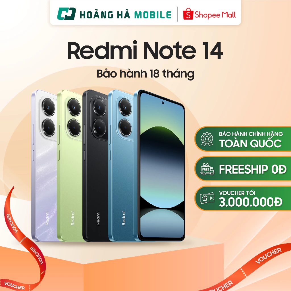 Điện thoại di động Xiaomi Redmi Note 14 4G/ 5G- Chính hãng (Nguyên Seal Chưa Active)