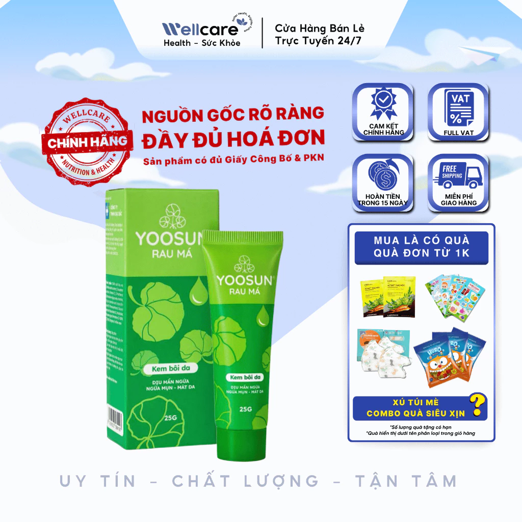 [✨CHÍNH HÃNG] Yoosun Rau Má 25g - Kem Bôi Dưỡng Ẩm Làm Dịu Da Hỗ Trợ Ngừa Mụn Rôm Sảy Và Hăm Da Trẻ Em