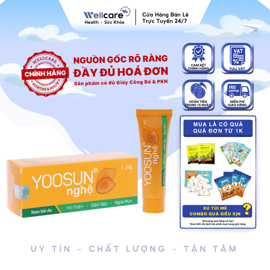 [✨CHÍNH HÃNG] Kem Bôi Yoosun Nghệ tube 25g - Mờ Thâm Mờ Sẹo Ngừa Mụn Giữ Da Khô Thoáng
