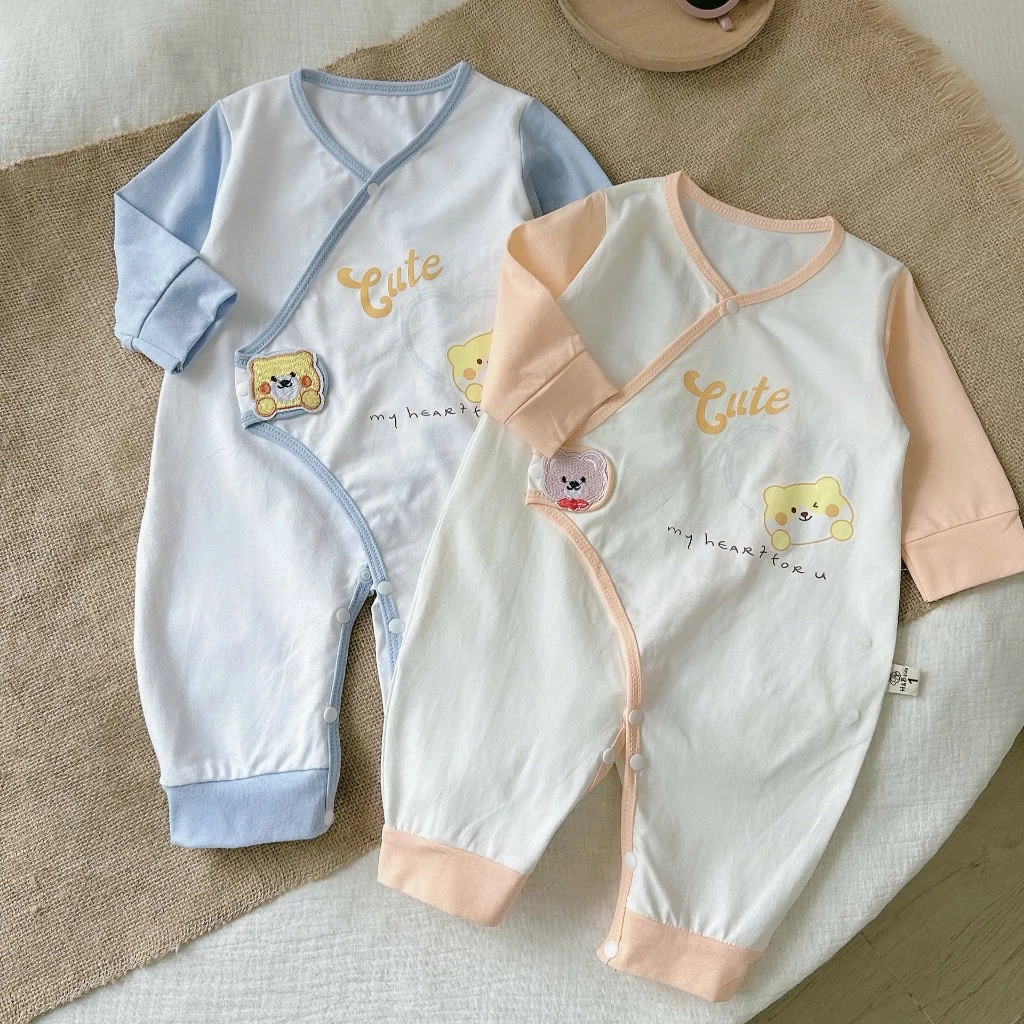 Body liền thân, bodysuit dài tay cotton cho bé trai và bé gái sơ sinh từ 3-12kg, hàng đẹp xuất Hàn SLT198
