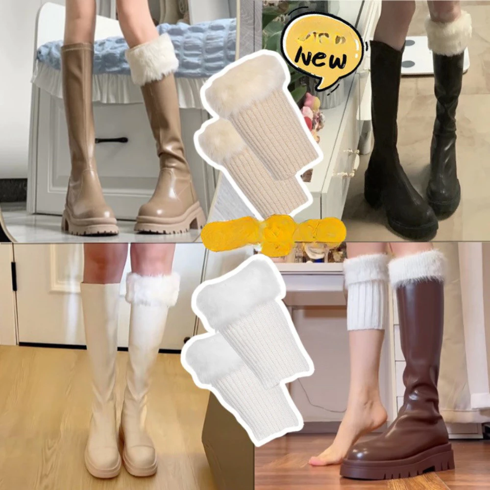 Tất bọc bốt len phối lông giữ ấm mùa đông phong cách Hàn Quốc dành cho nữ BB606
