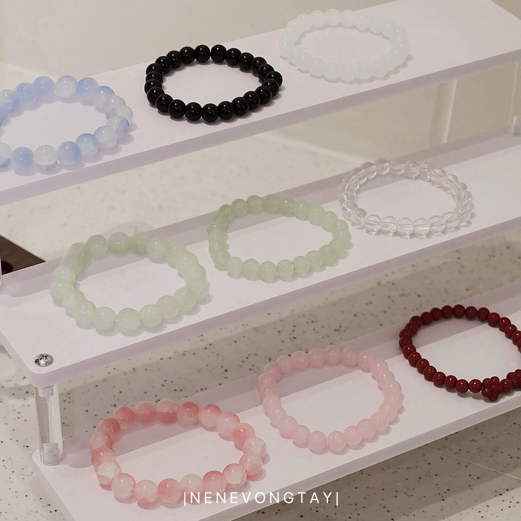 Vòng tay hạt cườm, vòng tay hạt bi tráng men nhiều màu cho học sinh (tặng hộp)