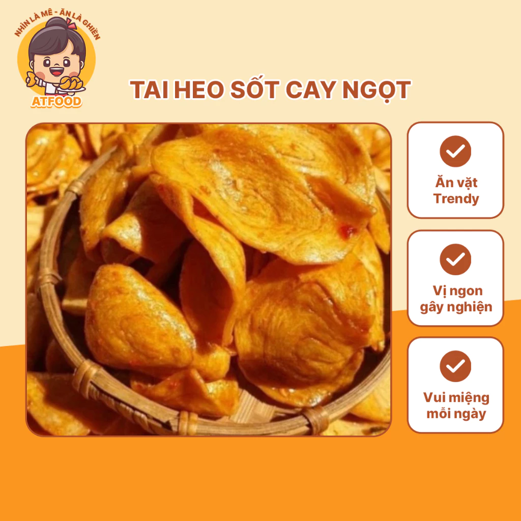 Tai Heo Sốt Cay Ngọt 500gr Giòn Tan Đậm Vị Mặn Ngọt Cay Nồng Ăn Vặt Thơm Ngon Hấp Dẫn Đặc Sản Việt