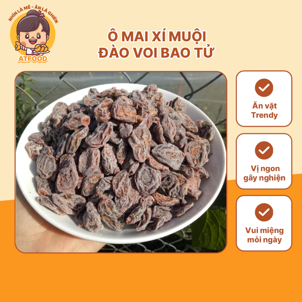 Ô Mai Xí Muội Đào Voi 500gr Chua Mặn Ngọt Không Hạt Ăn Vặt Truyền Thống Ngon Chuẩn Vị