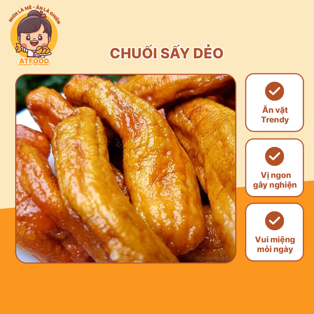 Chuối Sấy Dẻo 500gr Thơm Ngon Tự Nhiên Không Đường Không Chát Ăn Vặt Lành Mạnh Quả To Hàng Chuẩn Ngon Loại 1
