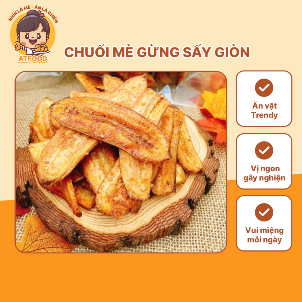 Chuối Mè Gừng Sấy Giòn Ăn Vặt Giòn Ngon Ngọt Tự Nhiên Ăn Vặt Giòn Tan Hàng Chuẩn