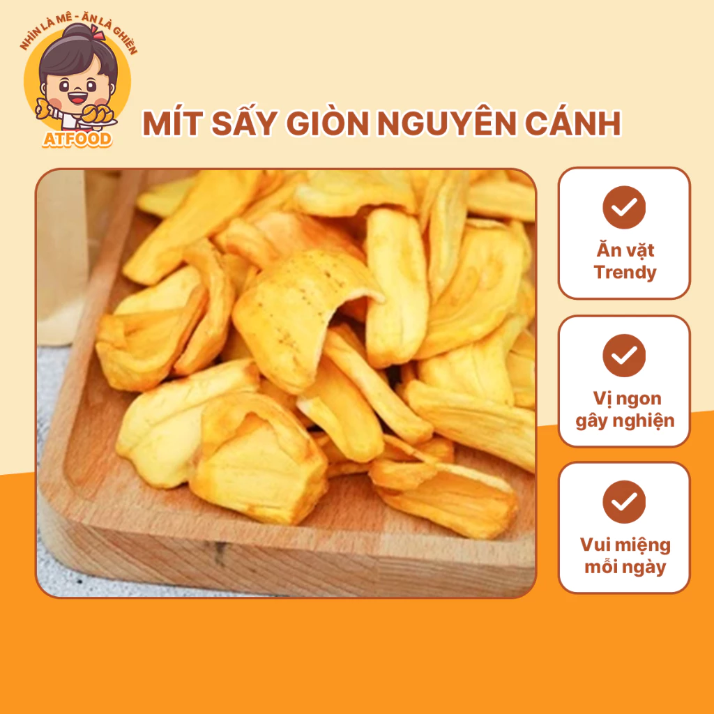 Mít Sấy Giòn 1Kg Nguyên Miếng Đà Lạt, Trái Cây Sấy Khô Ăn Liền, Đồ Ăn Vặt Giòn Ngọt Tự Nhiên