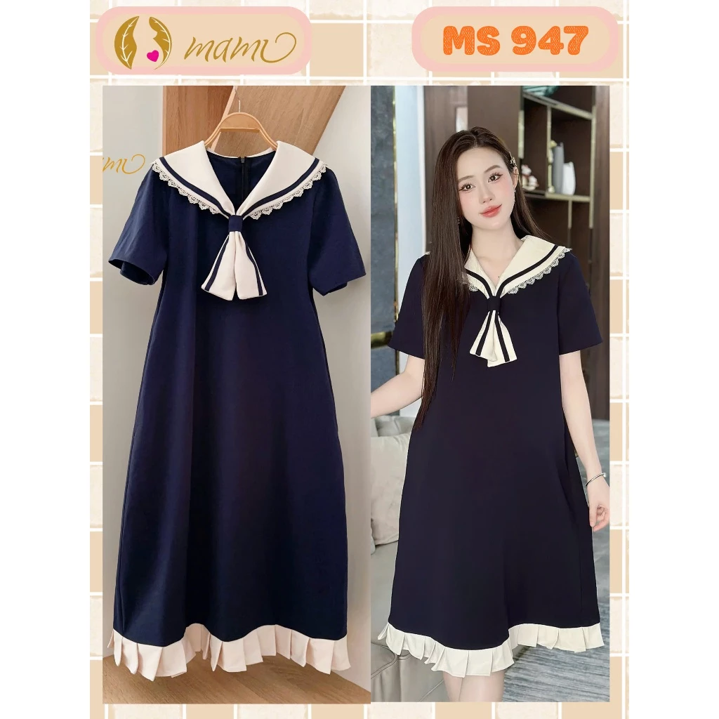 Đầm váy bầu công sở MAMI MS947 thiết kế dáng suông chất liệu gold hàn cao cấp cho mẹ bầu mặc đi làm đi chơi dều đẹp