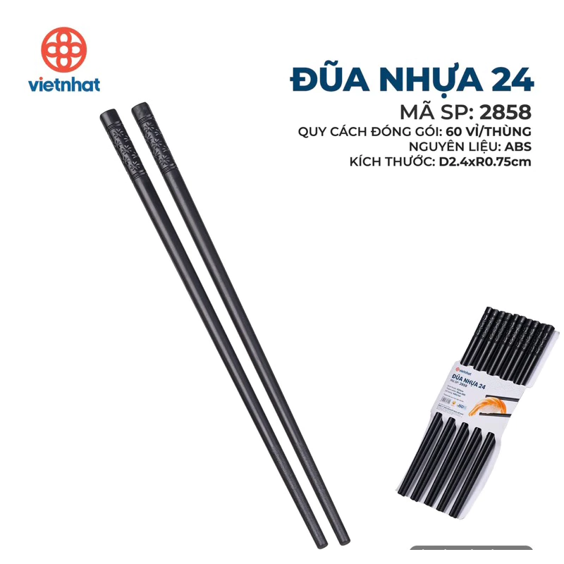 Vỉ 5 Đôi Đũa Nhựa Việt Nhật Cao Cấp Kháng Khuẩn Chịu Nhiệt Chống Trơn Tốt 2858