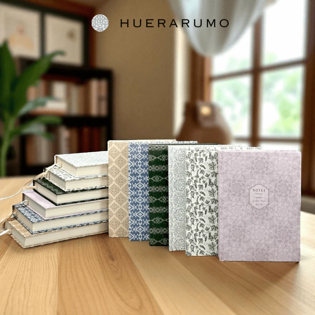 Sổ Tay Bìa Cứng A5 300 Trang HUERARUMO – Giấy 100gsm, Ruột Kẻ Ngang / Chấm Bi / Caro – Bìa Vintage Cổ Điển