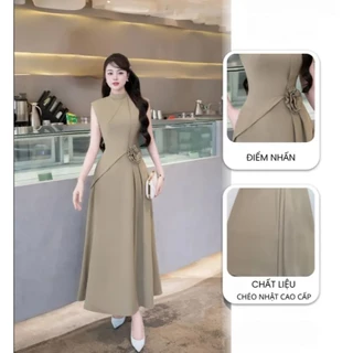 XU Mã QS đầm thiết kế mới Chất Chéo Nhật Cổ Đứng Hiện Đại Chiết eo Tôn Dáng hoa đính thủ công váy 2 lớp chất liệu cao cấ