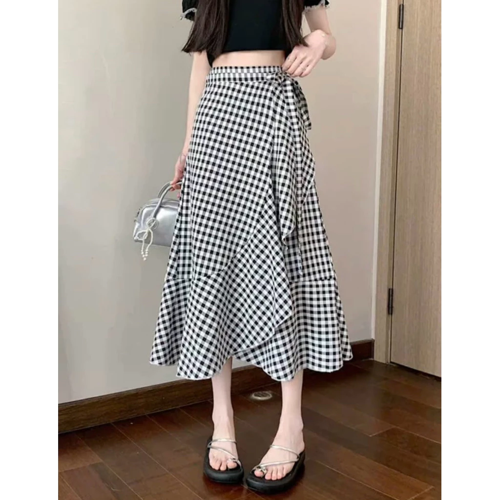 V37-[SANSAN]-Chân Váy Hai Lớp Xếp Tầng Vạt Bèo Dáng Lỡ-Nhẹ Nhàng, Thanh Lịch, Nữ Tính