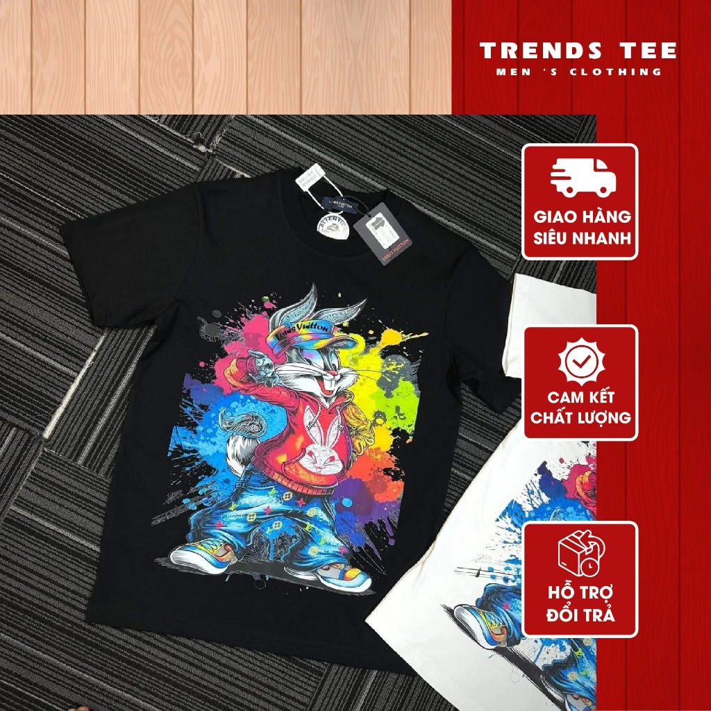Áo Thun Nam Nữ Cotton 100% Cao Cấp 250Gsm In Hình Thỏ Sơn Bảy Màu Form Dày Dặn Co Giãn 2 Chiều