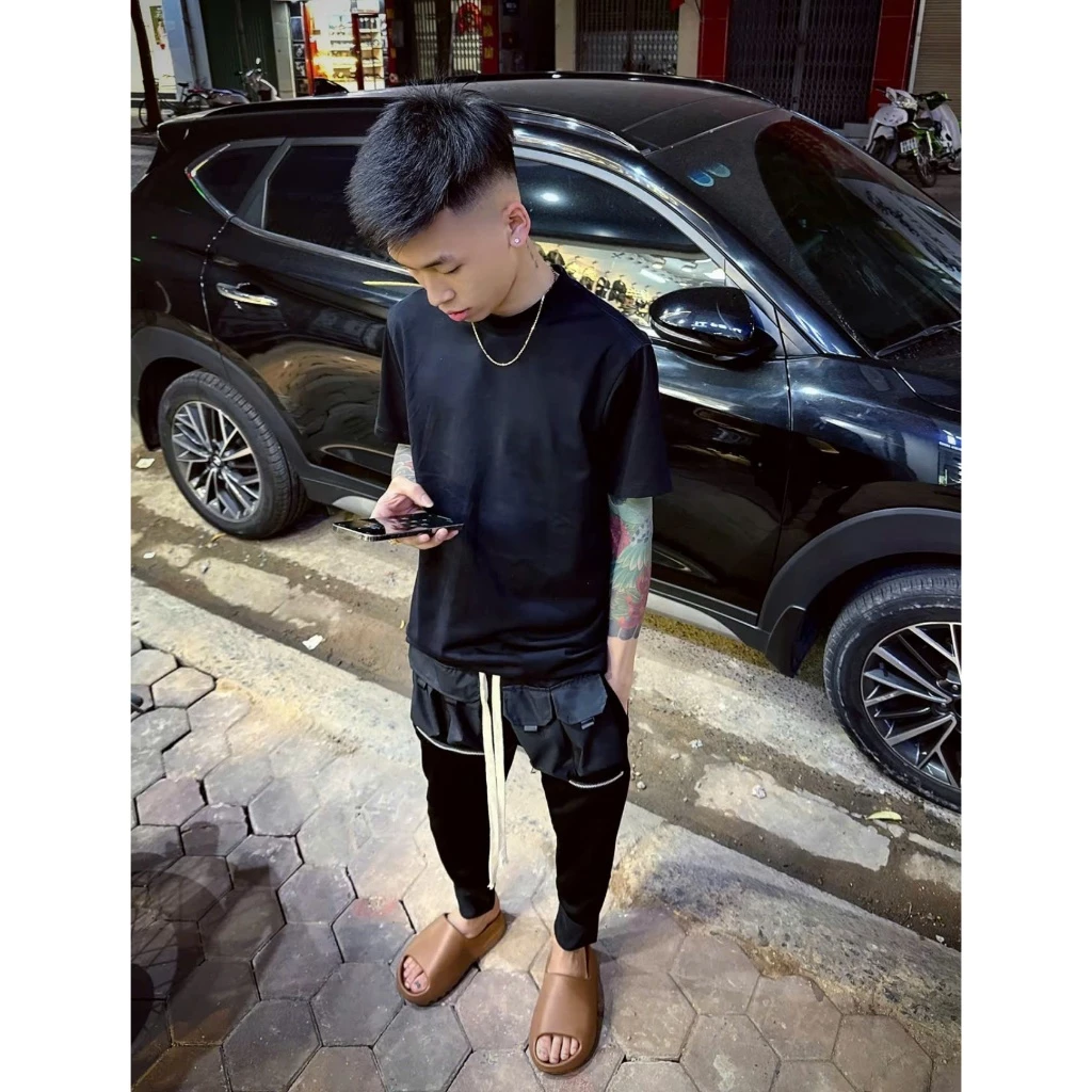 Quần Thun Jogger Nam Có Túi Mix KHOÁ KHẮC Chữ Bản Dây Dài Cạp Bo Cao Thời Trang Nam 02