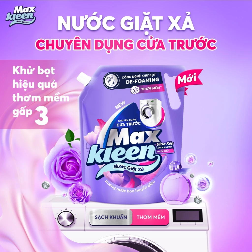 [ĐỘC QUYỀN SVIP] Combo Túi Nước Giặt Xả MaxKleen chuyên dụng Cửa Trước 3.6kg + Túi 450G mùi ngẫu nhiên